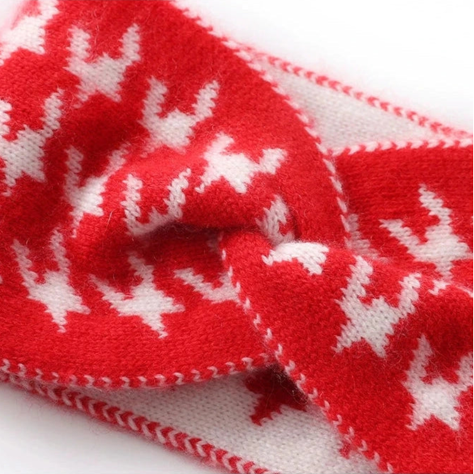 cashmere twist headband in red