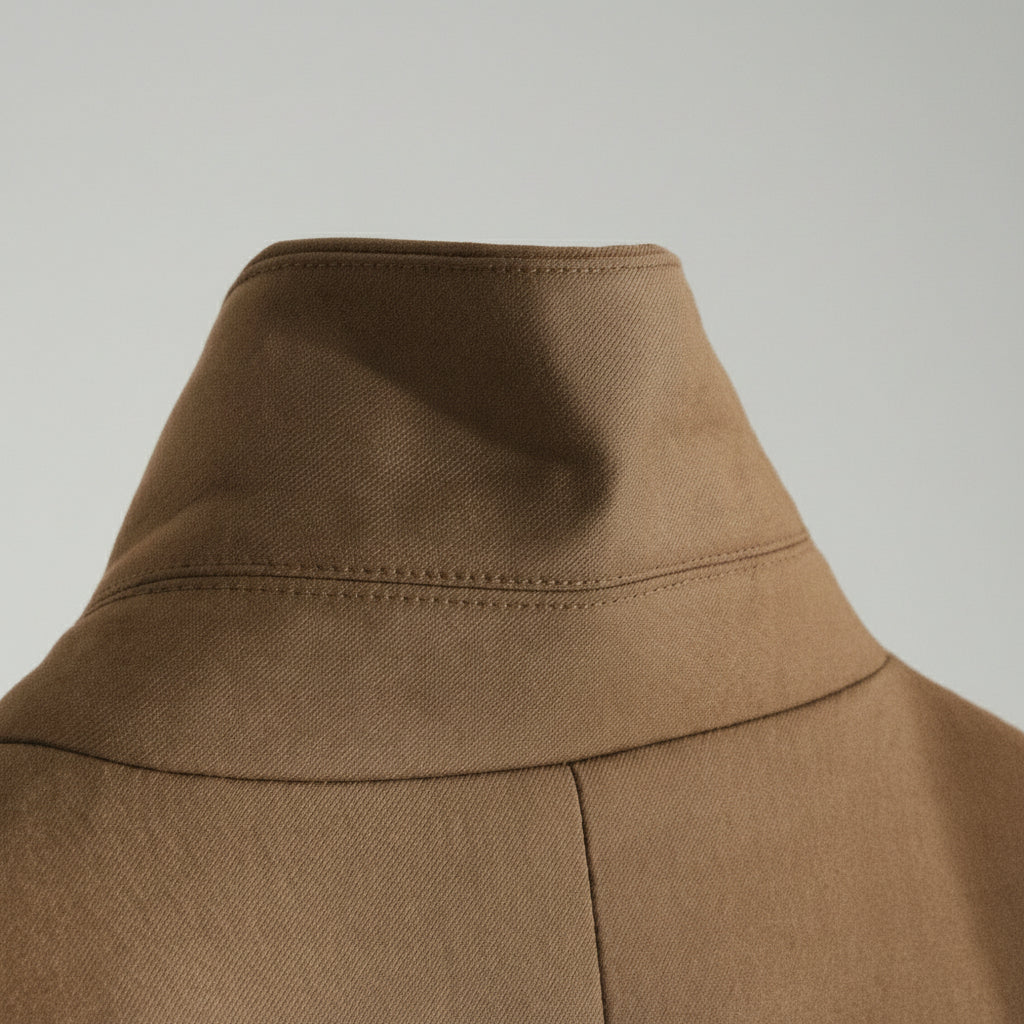 collar of brown trench coat