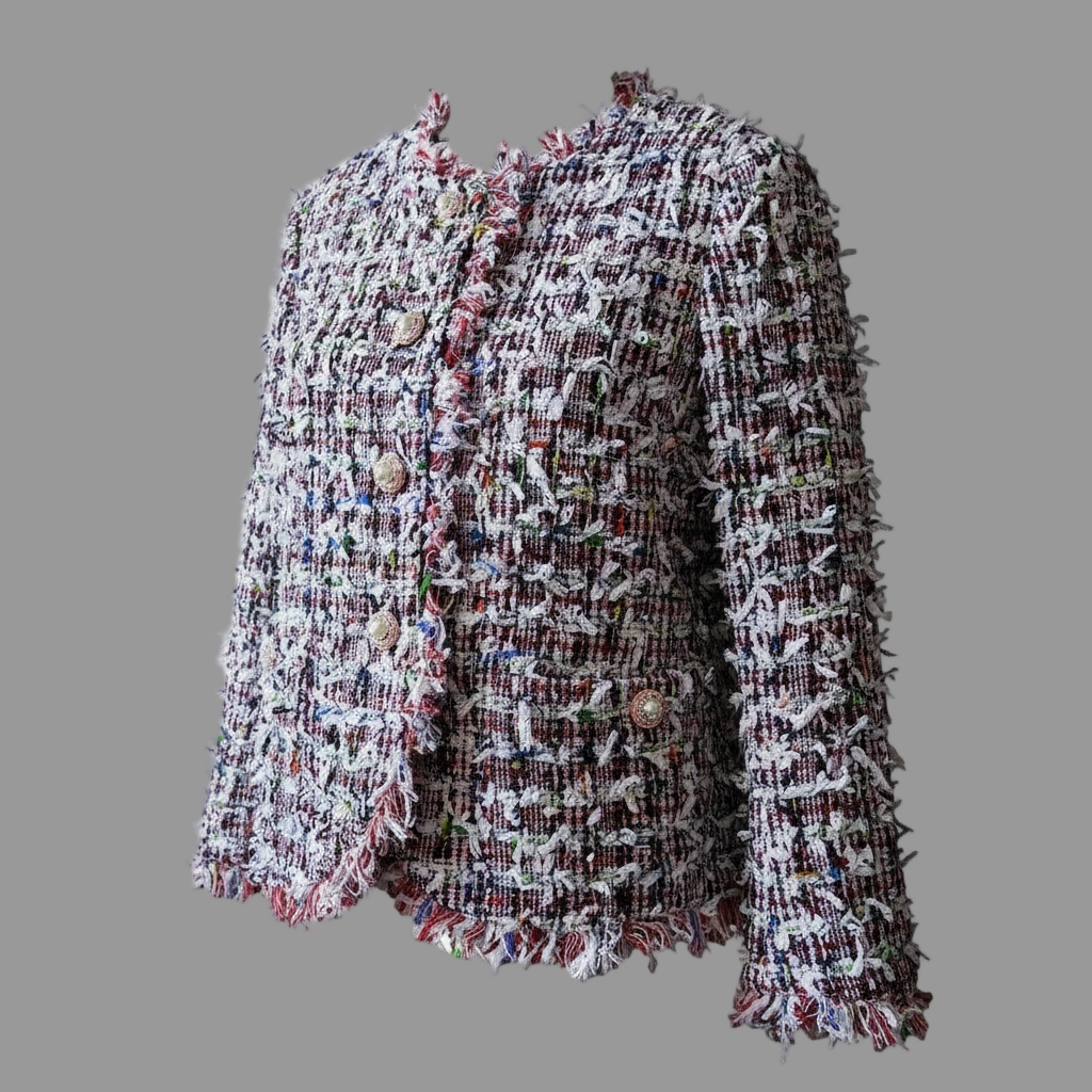 British Couture Jacket in Authentic Linton Tweed - Navy, Red & Multicolor Weave