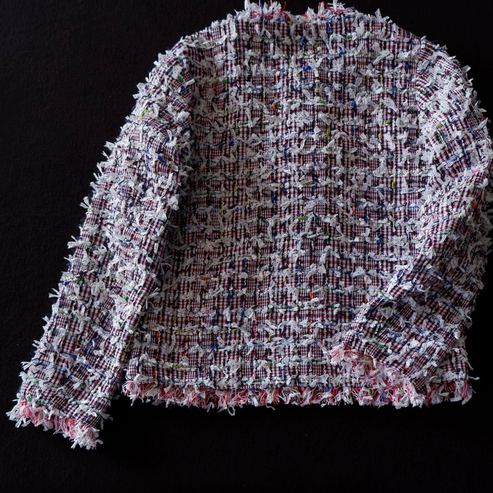 British Couture Jacket in Authentic Linton Tweed - Navy, Red & Multicolor Weave