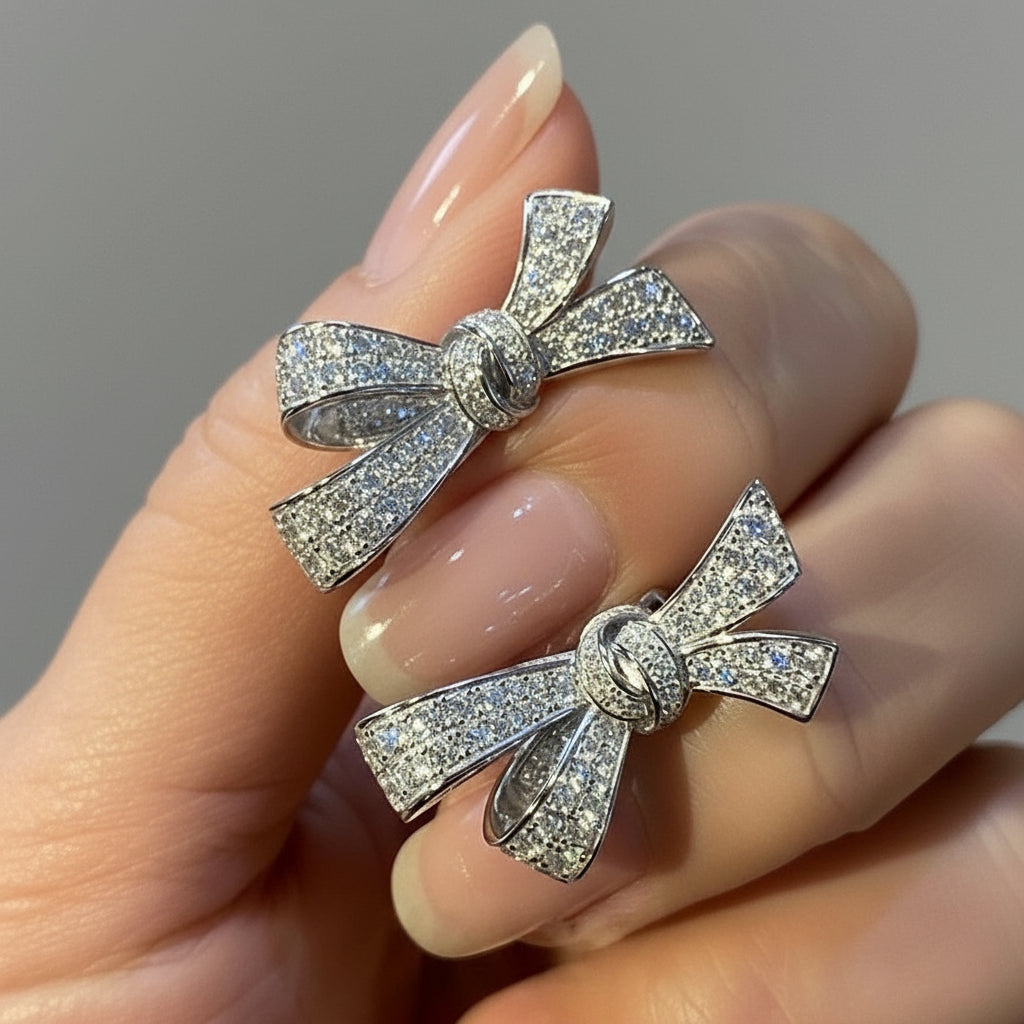 Coquette Pavé Bow Earrings
