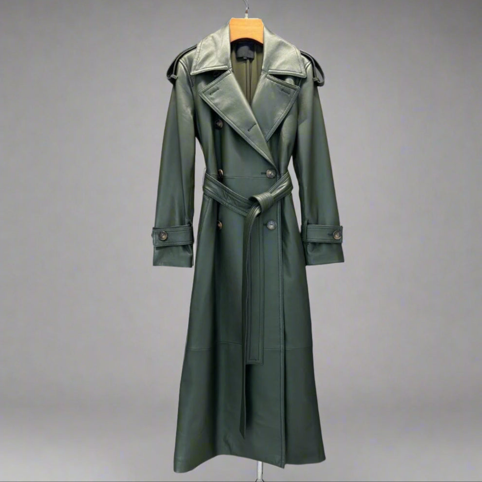 green leather trench coat 2