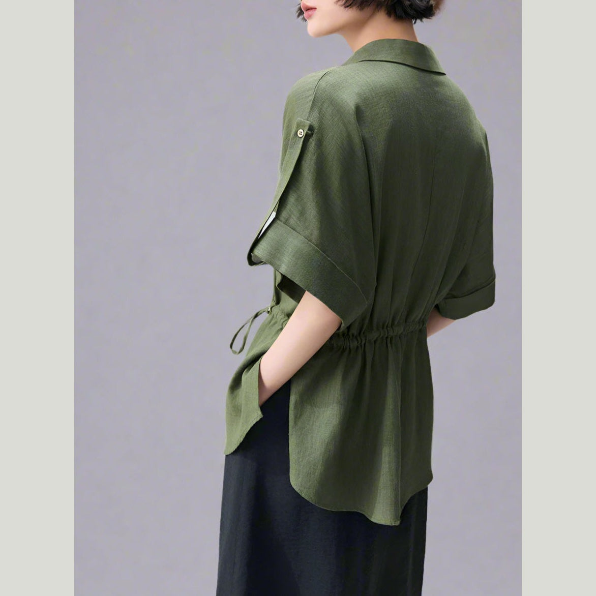 green linen shirt