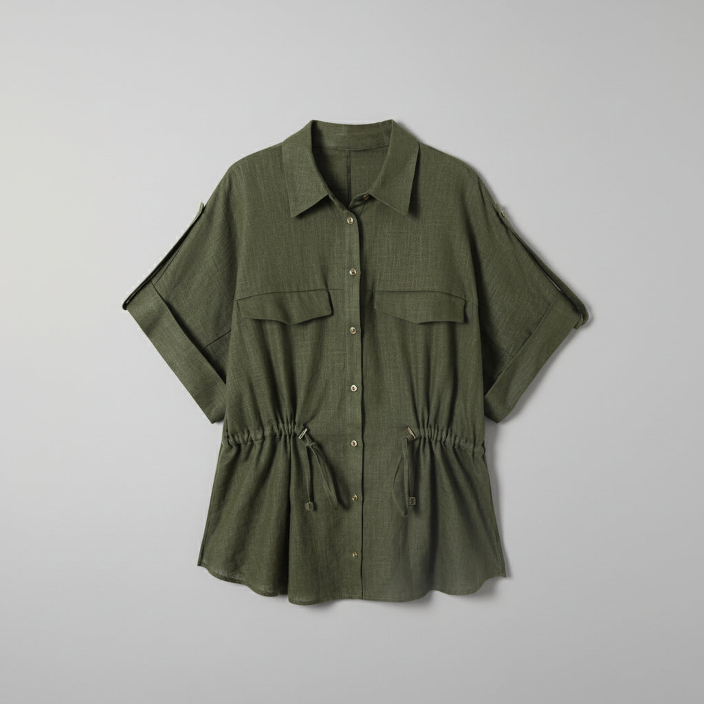 green linen shirt