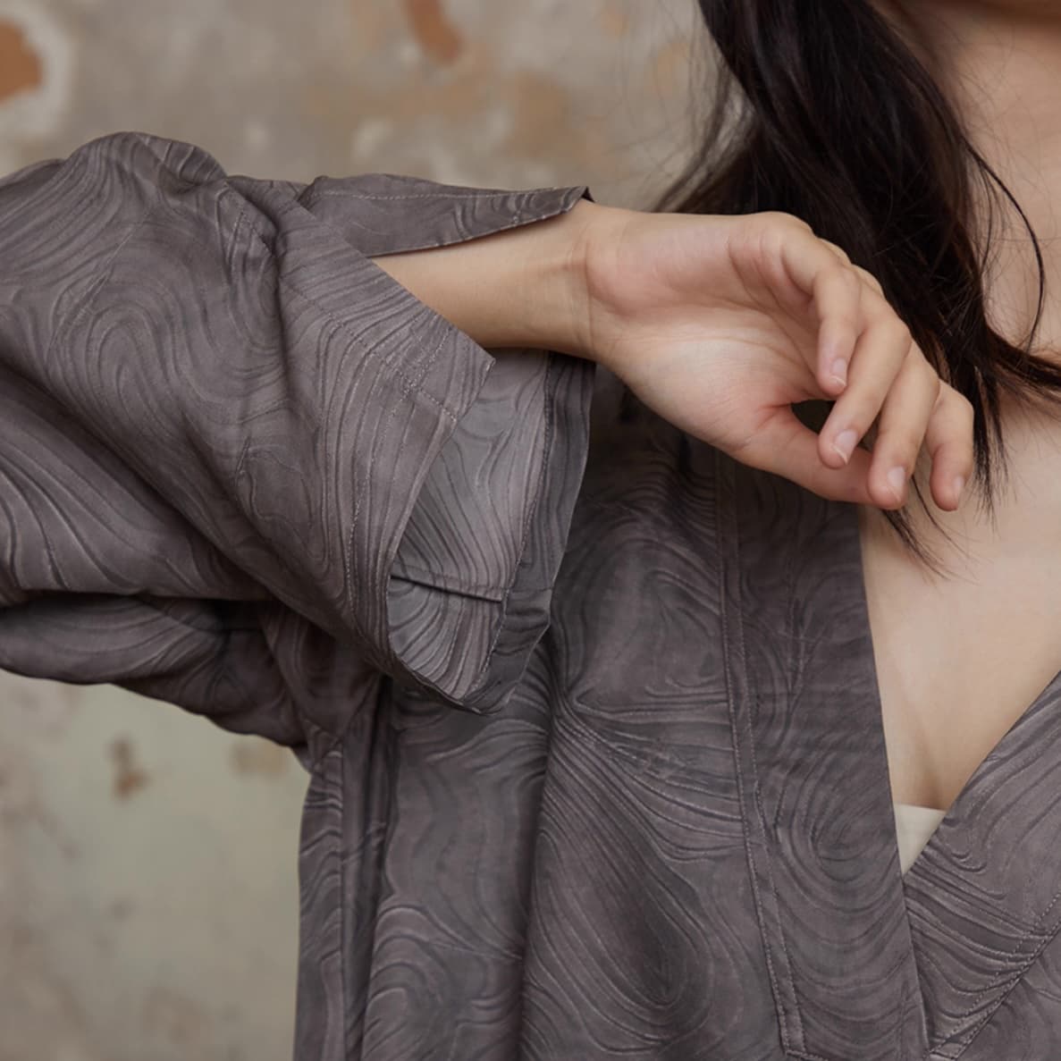 Stone Silk Caftan Dress