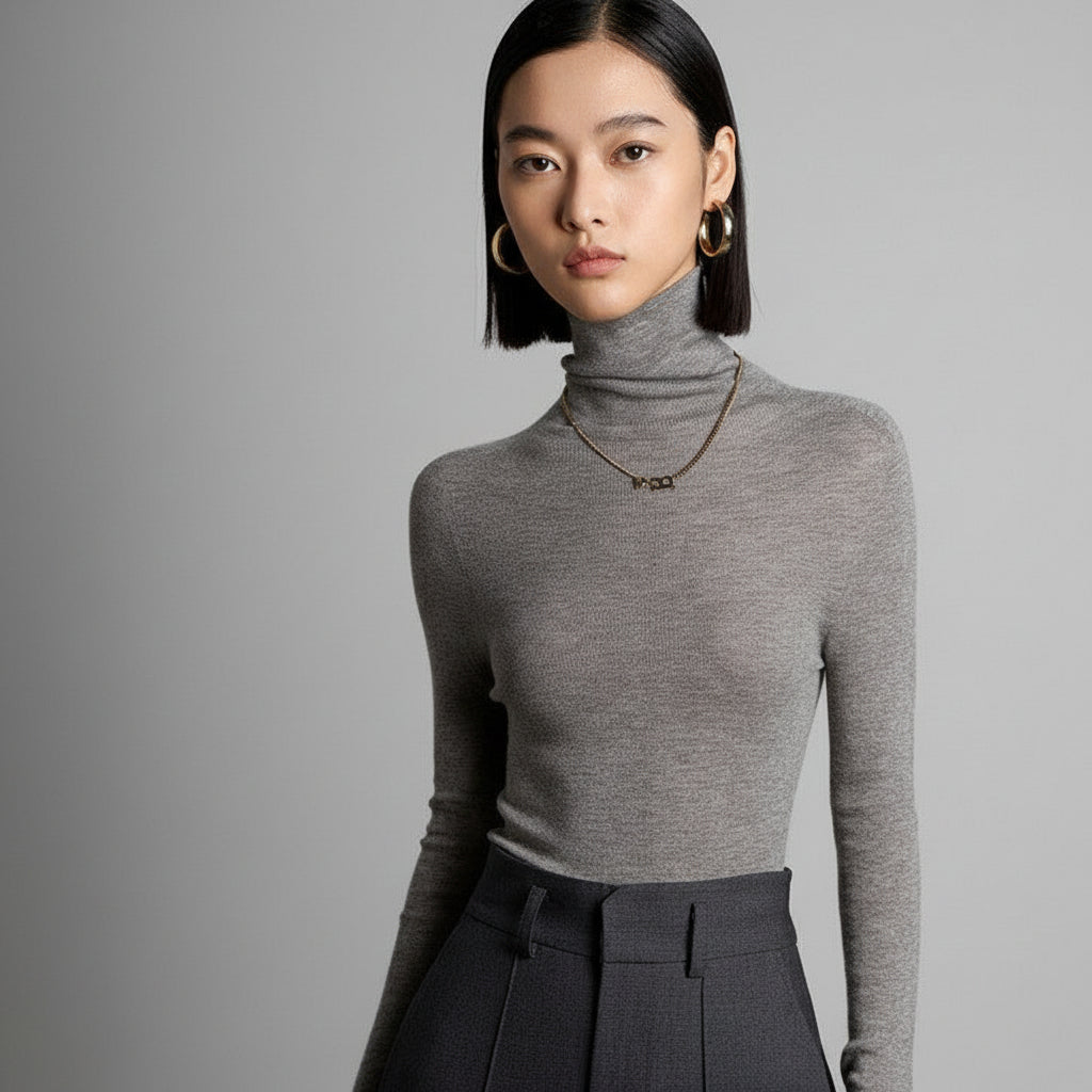 Seamless Cashmere-Silk Turtleneck - Second-Skin Softness, Elevated for Motion