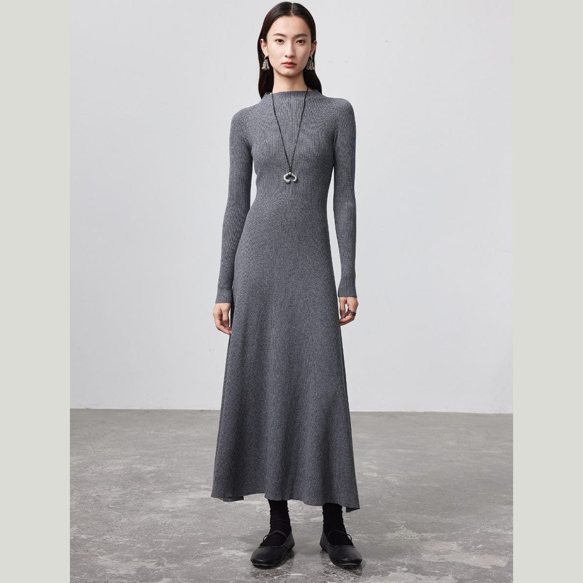 grey wool knit dress