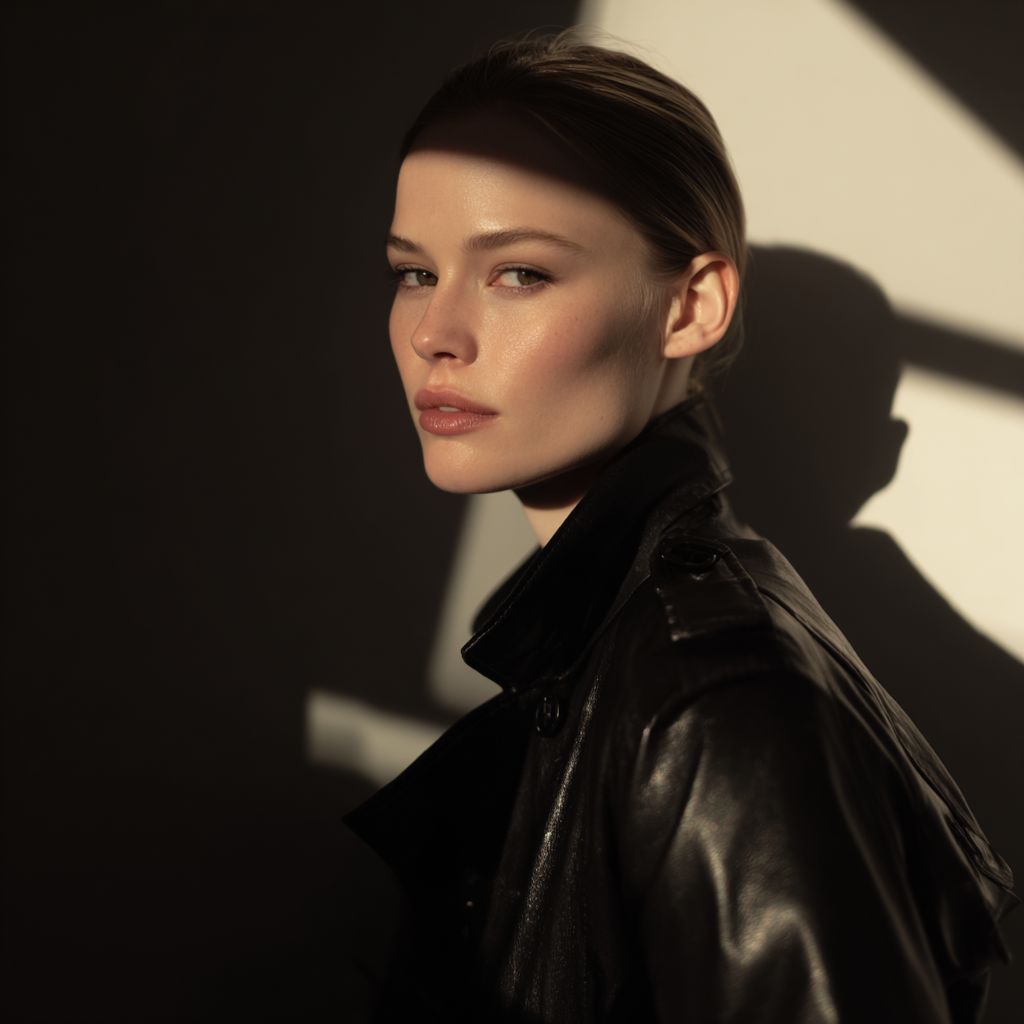 black leather trench coat