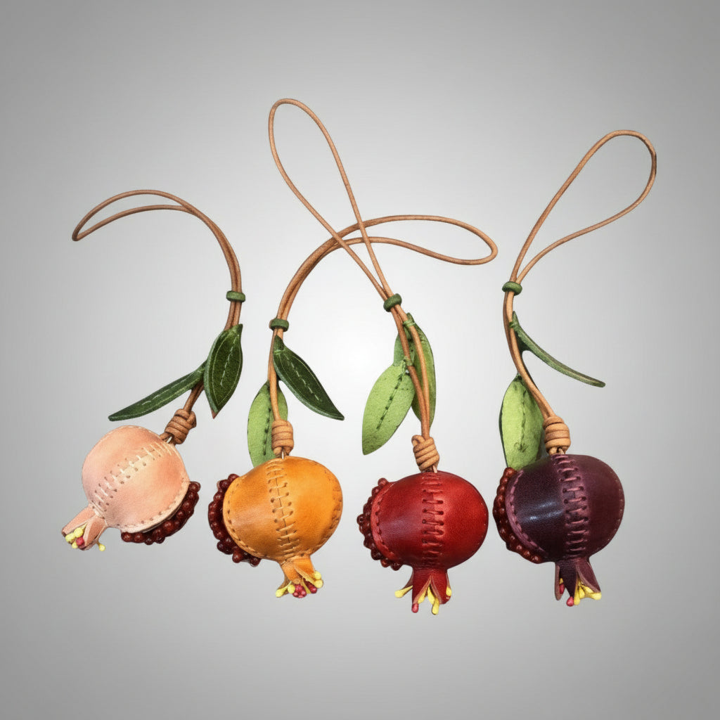Persephone Pomegranate Hand-Stitched Leather Charm