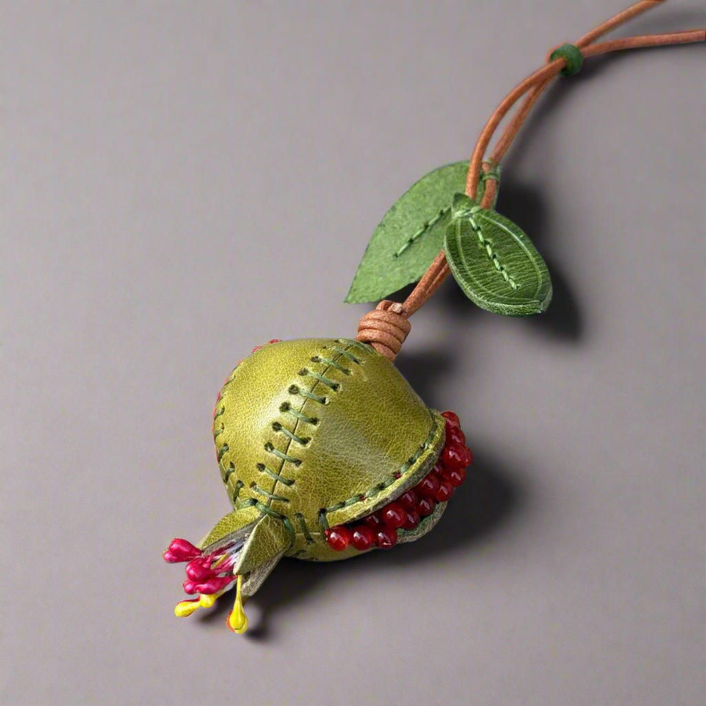 leather bag charms pomegranate