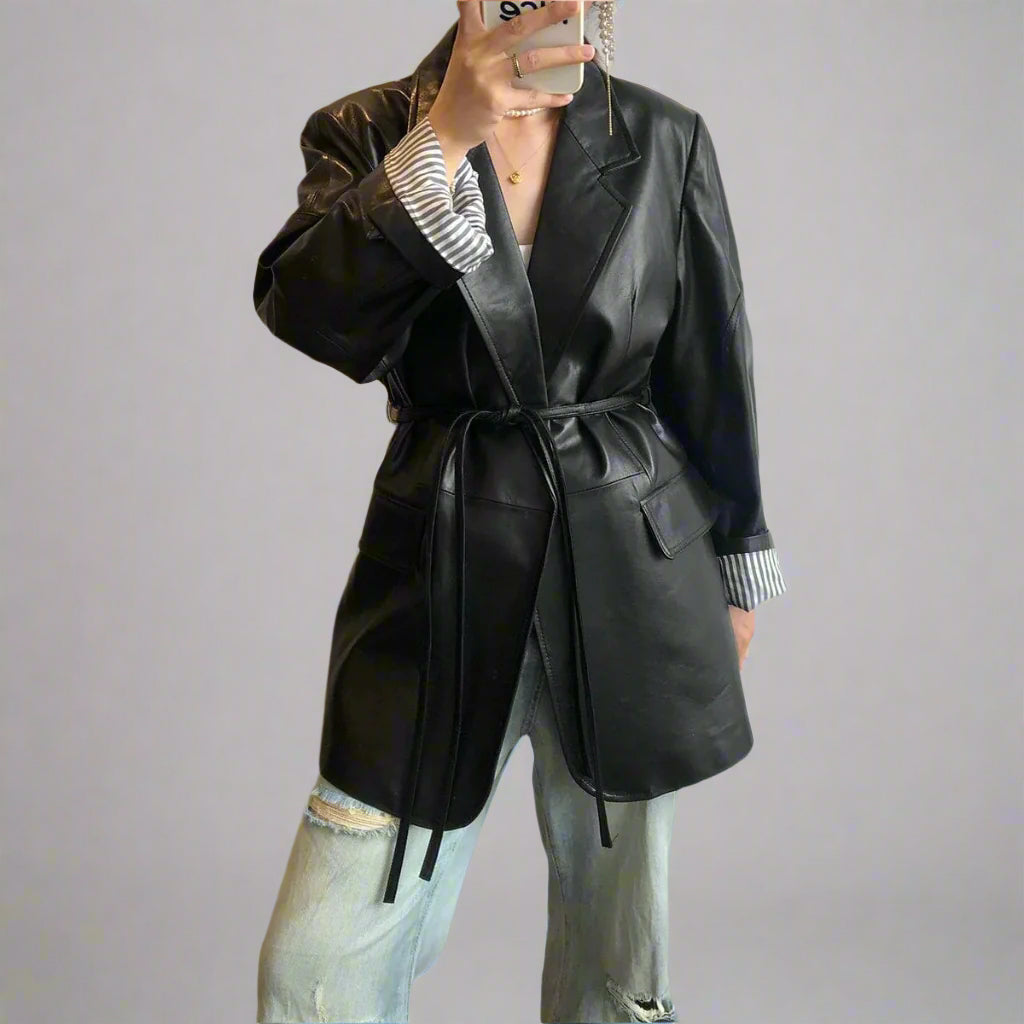 leather blazer women