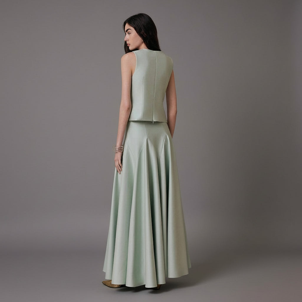 The Mint Green Papillon Top & Skirt Set