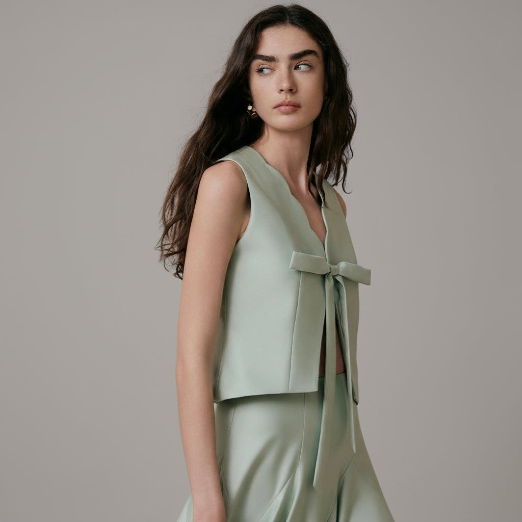 The Mint Green Papillon Top & Skirt Set