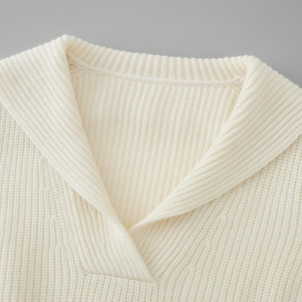 Neckline View of Cream Cashmere Sweater