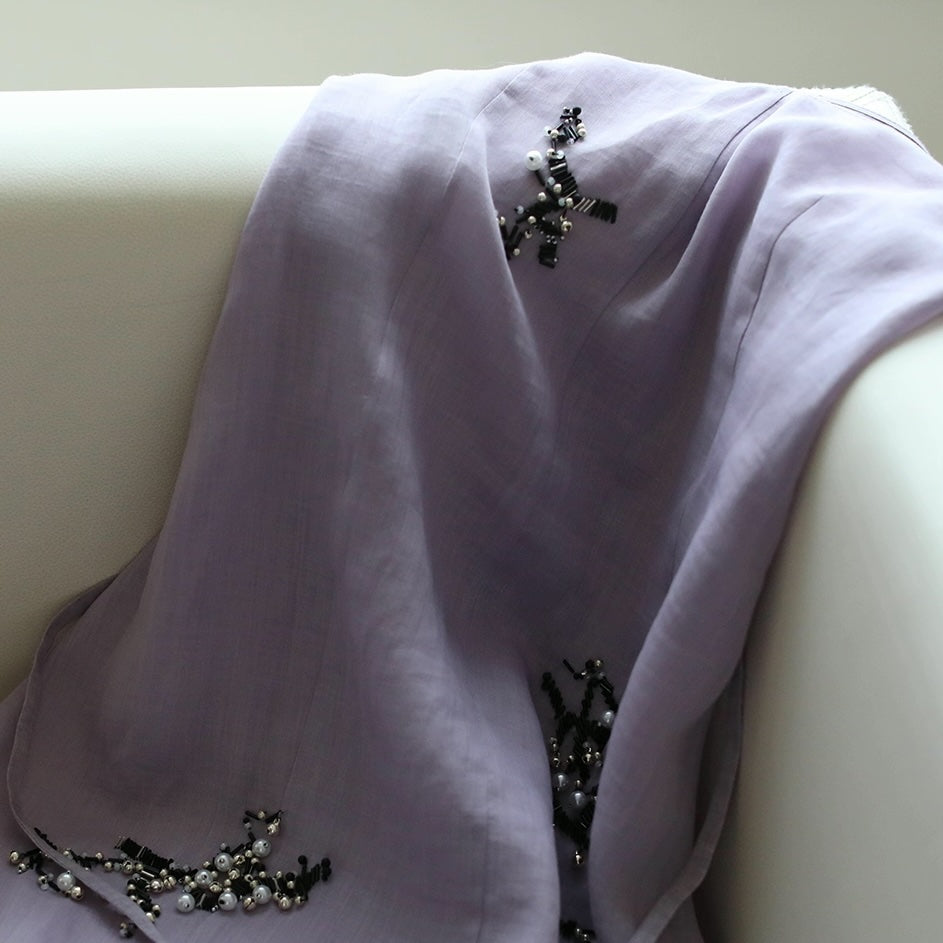 Hand Embroidered Lilac Ramie Dress