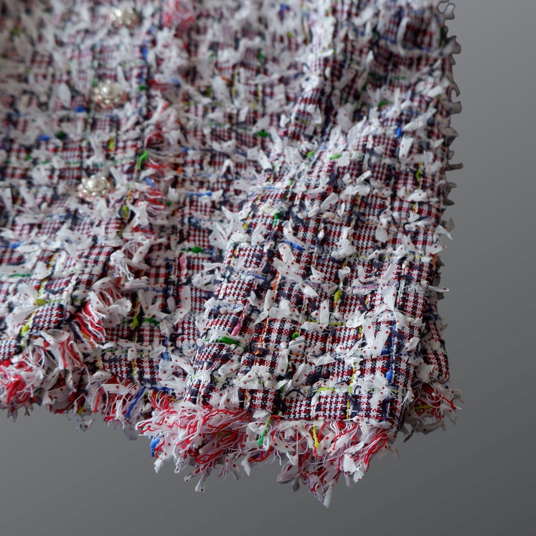 British Couture Jacket in Authentic Linton Tweed - Navy, Red & Multicolor Weave