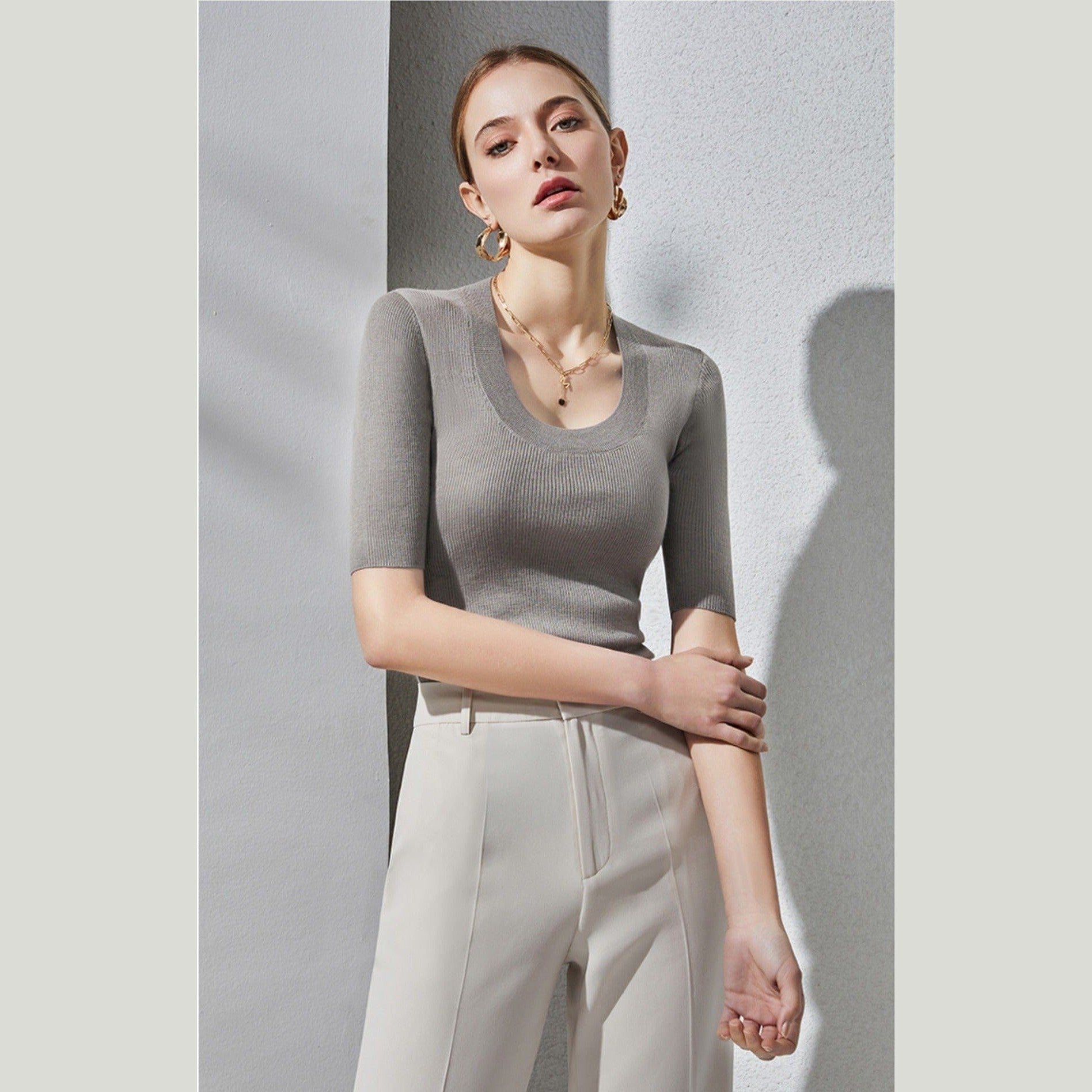 scoop neck tee shirt