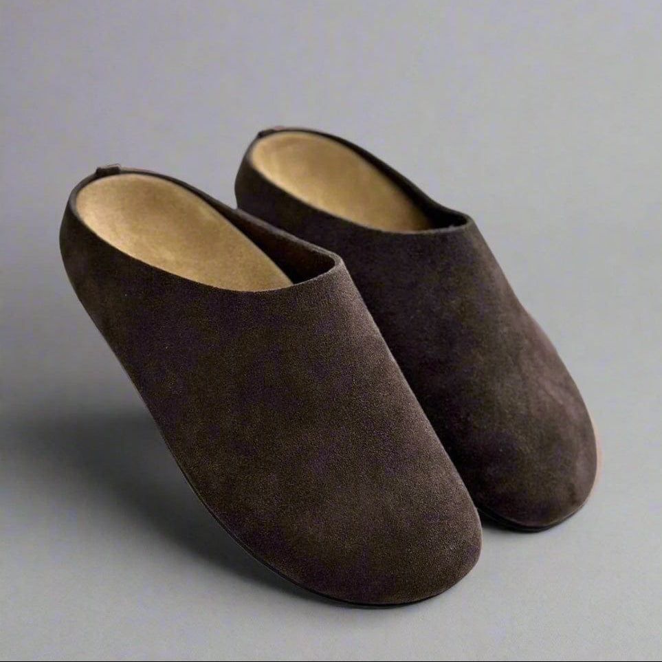 Soft Cowhide Slip-On Mules