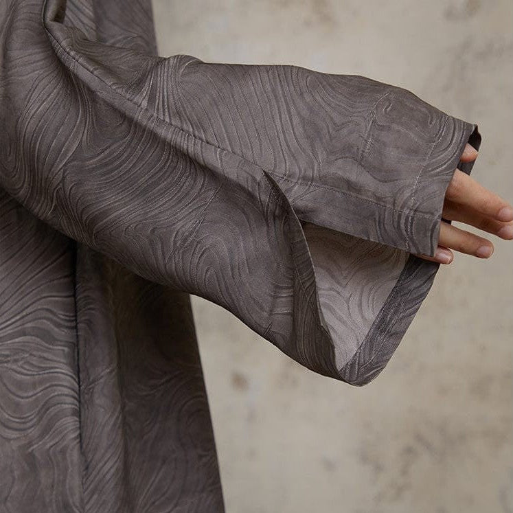 Soot Stone Silk Caftan Dress