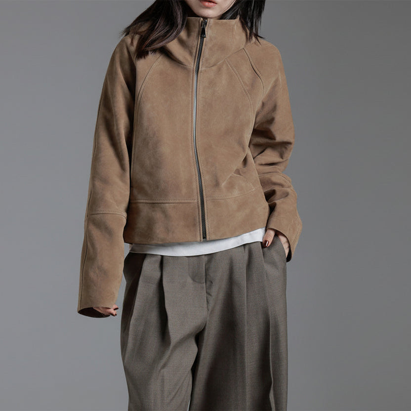 Suede lambskin hoodie, cropped cut