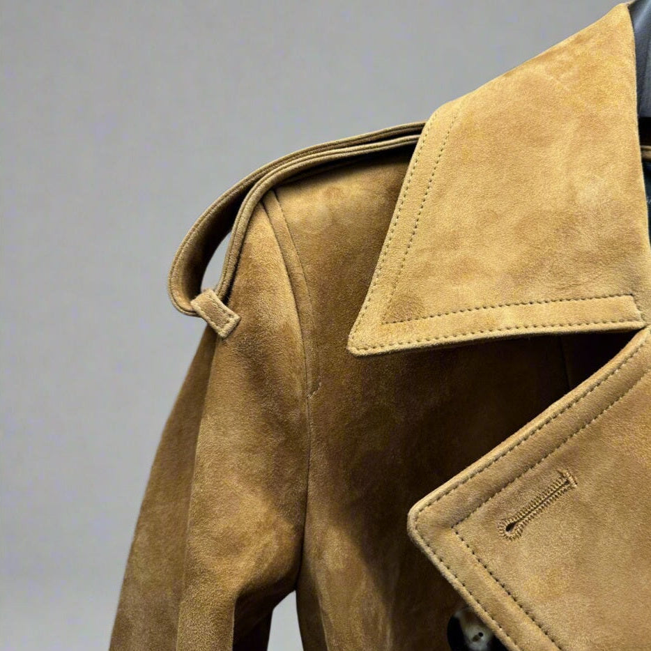 suede trench coat collar