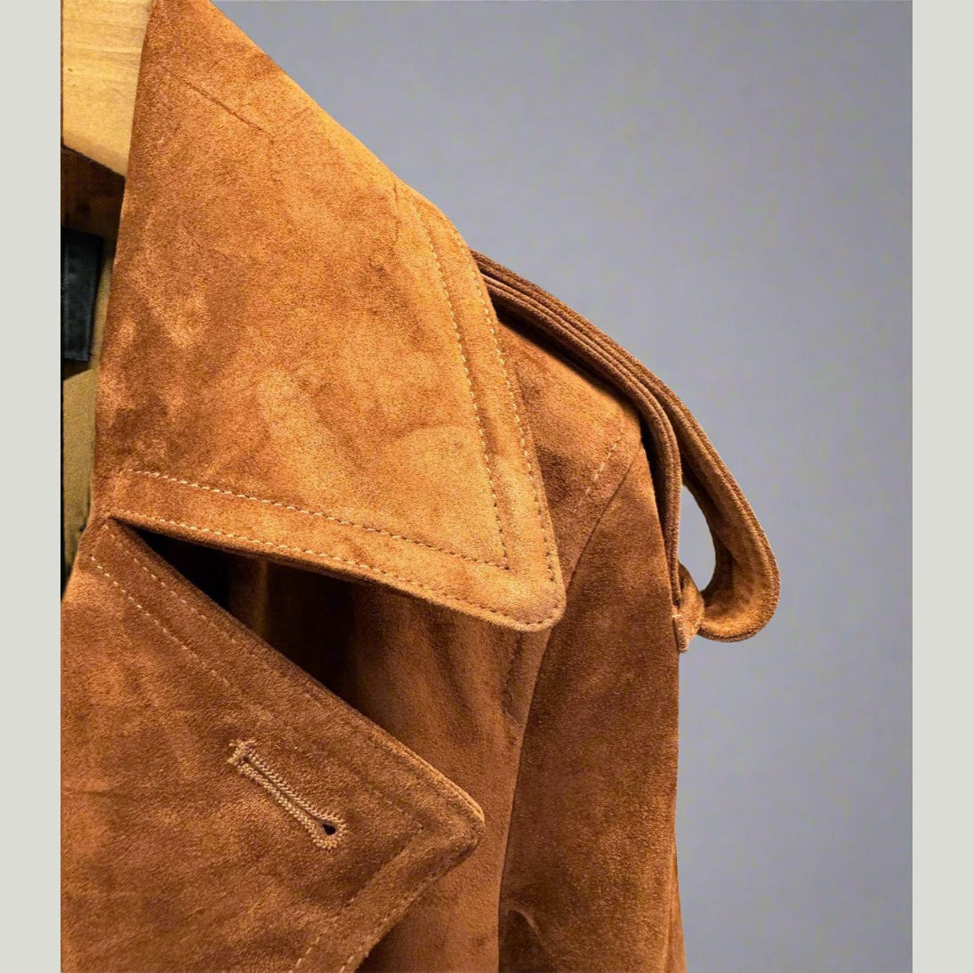 suede trench collar