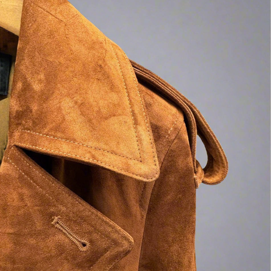 suede trench collar