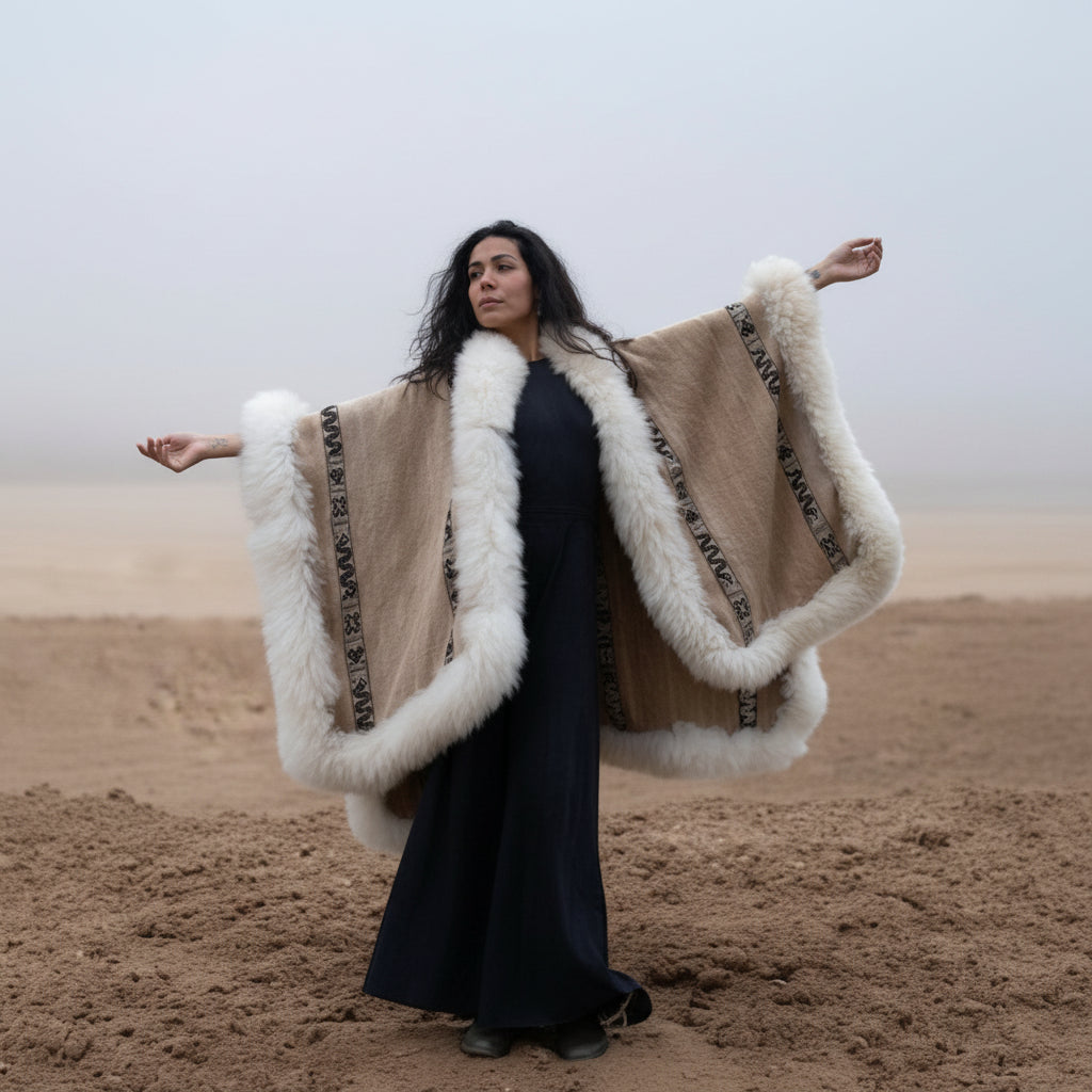 Tan Baby Alpaca Wool Cape