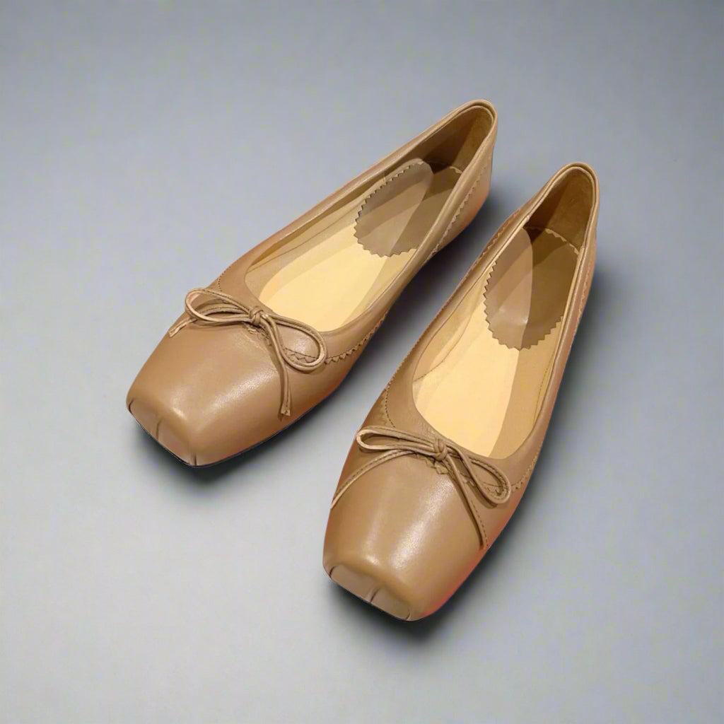 Tan Leather Ballerina Flats