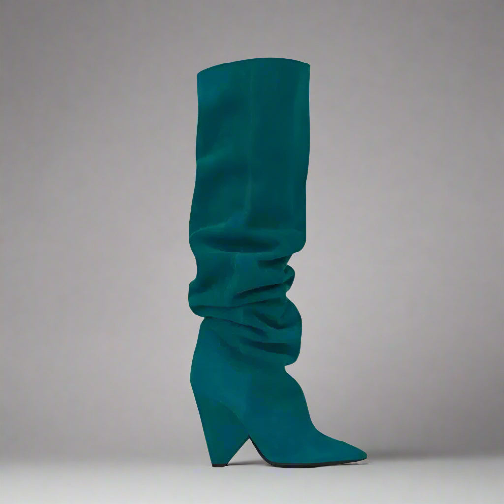 Tapered-Heel Tall Leather Boots