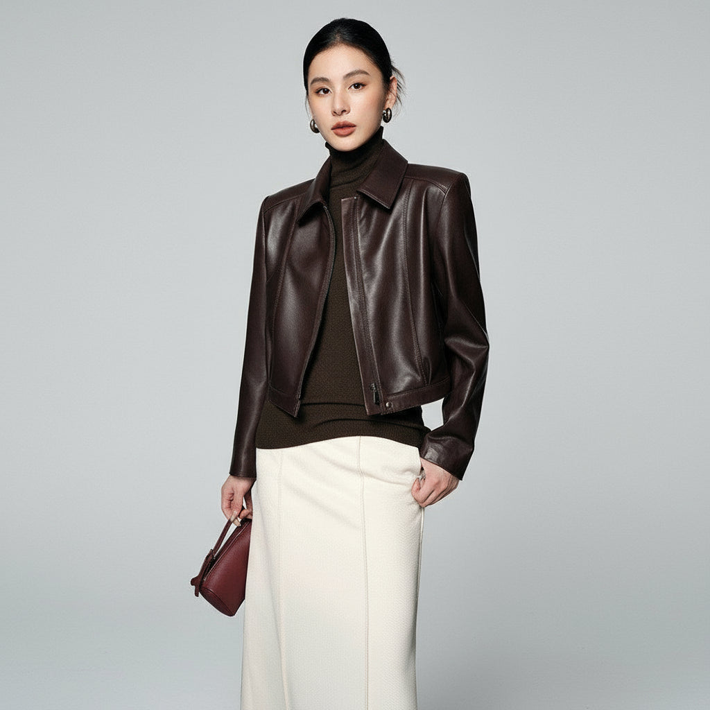 the best womens brown leather moto jackets