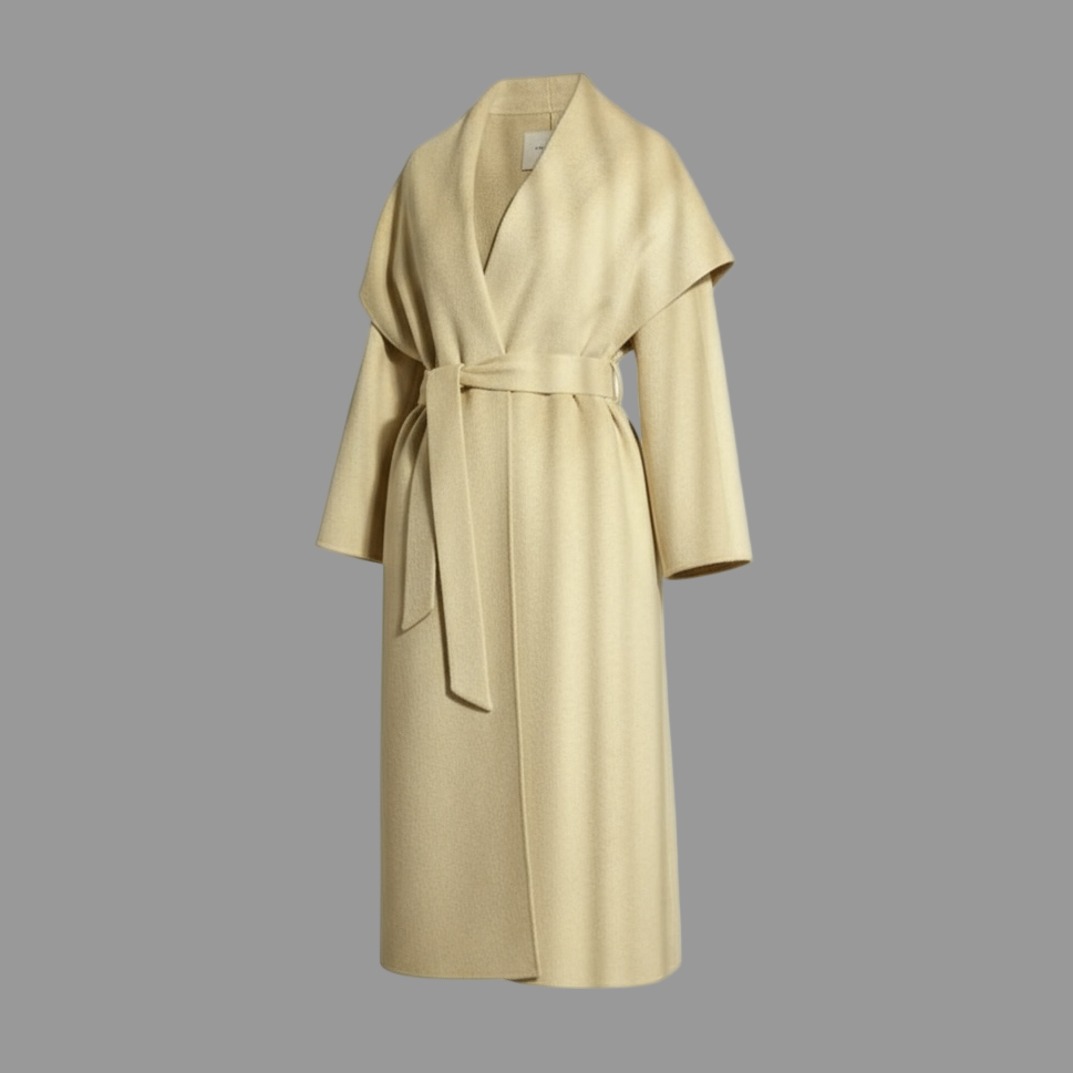 Water Ripple Coat — Shawl Collar, Oatmeal