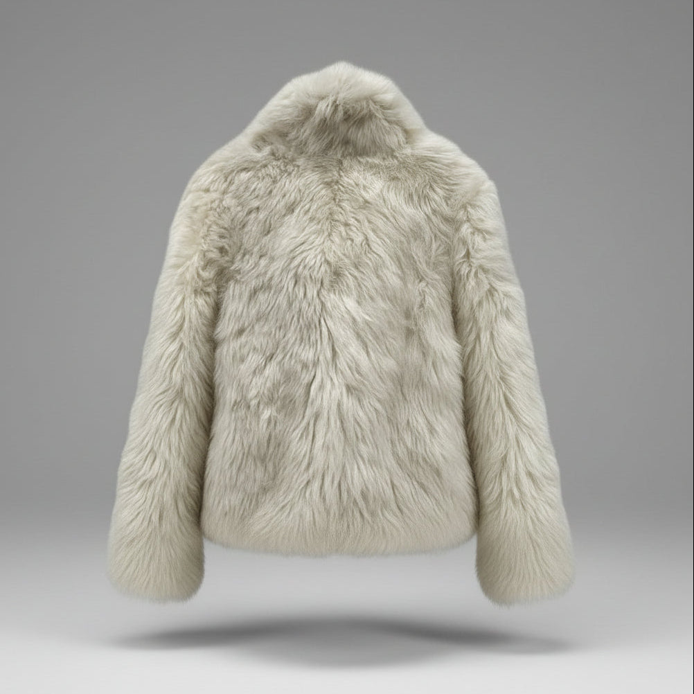 white shearling jacket back