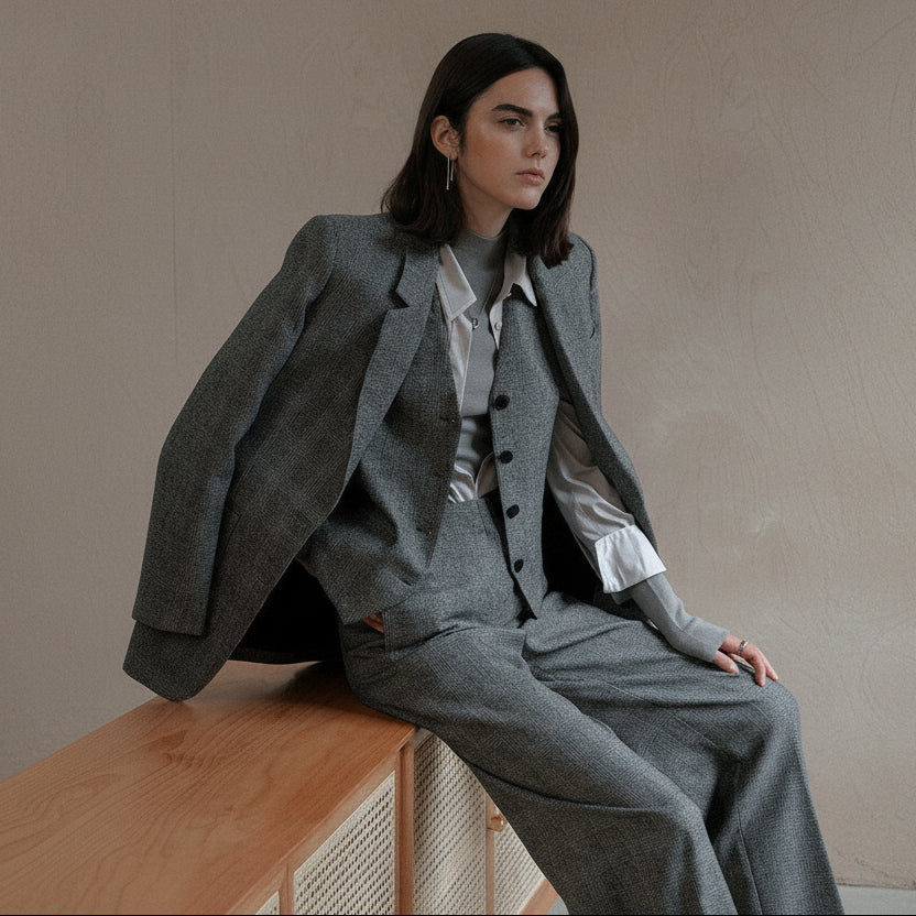 women's grey suit set