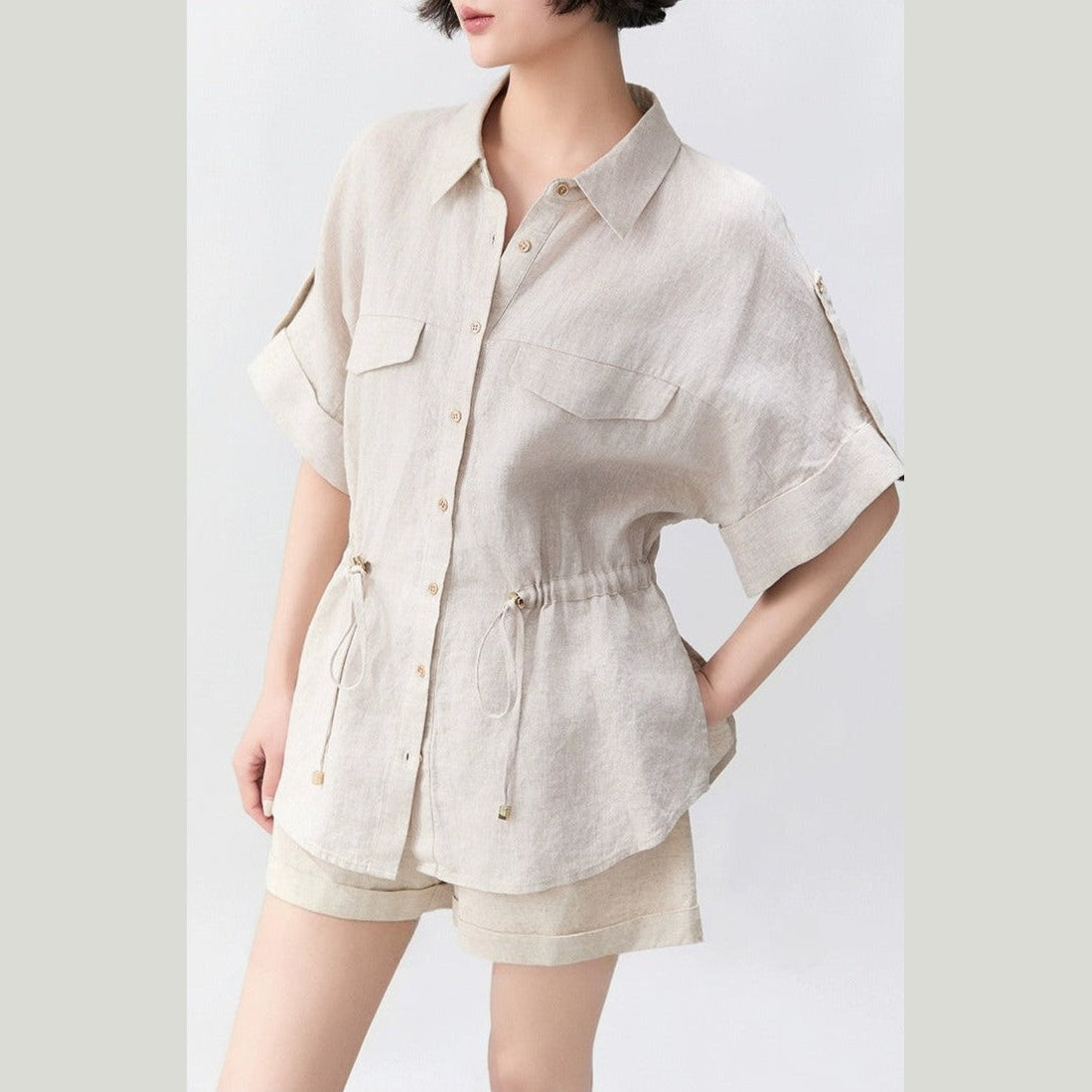 womens linen shirt white