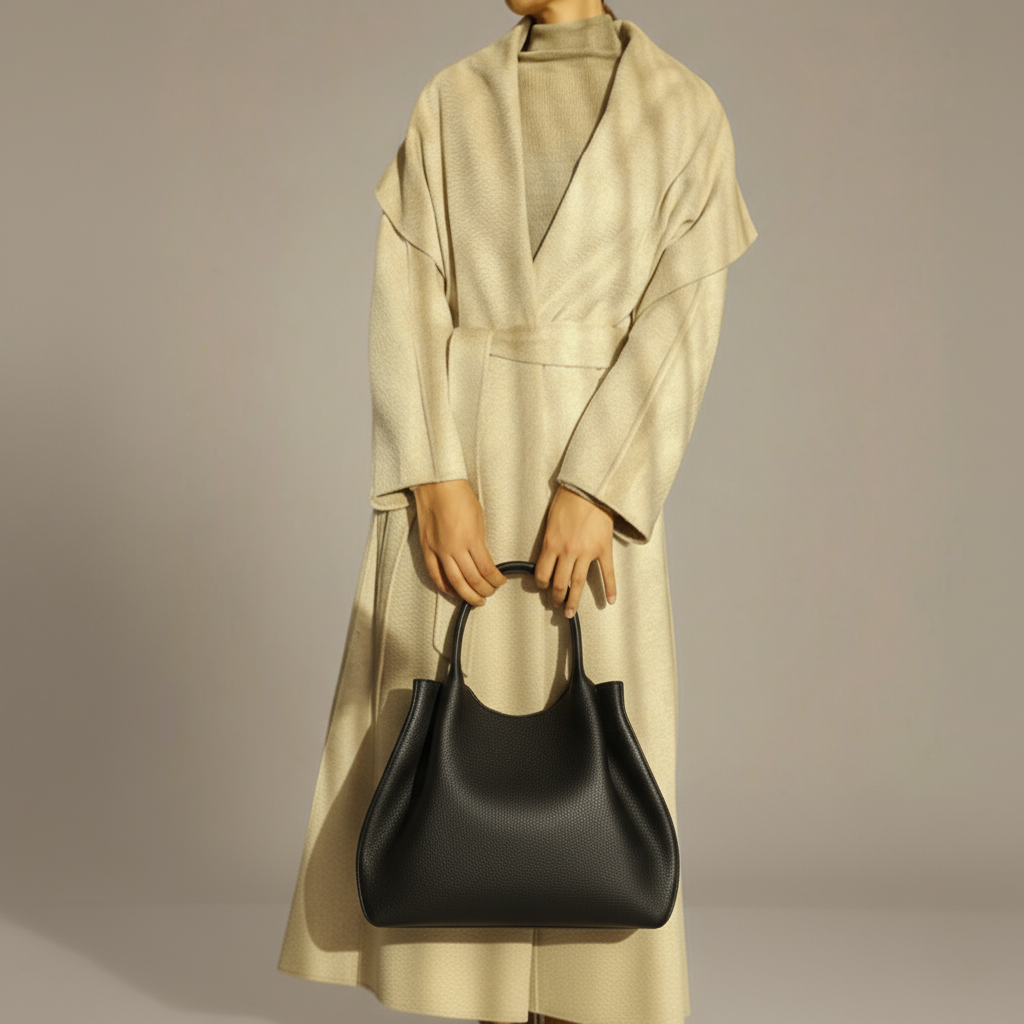 Water Ripple Coat — Shawl Collar, Oatmeal