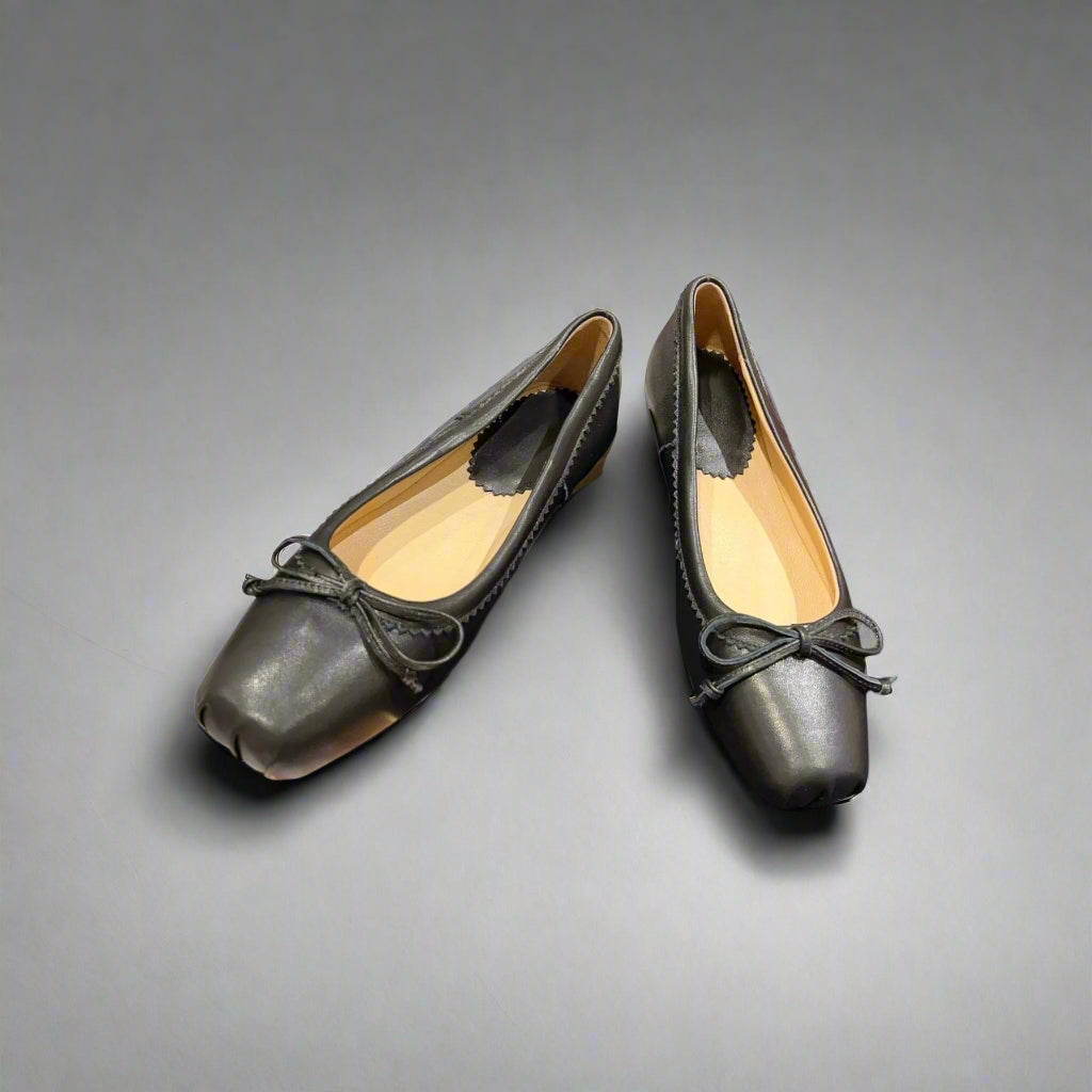 Black Nappa Leather Designer Flats