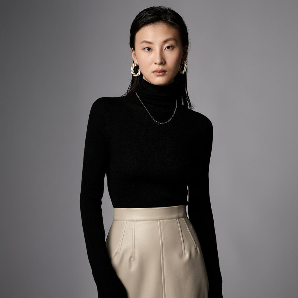 Turtleneck sweater crafted with German Biella yarn—the same trusted by luxury houses.