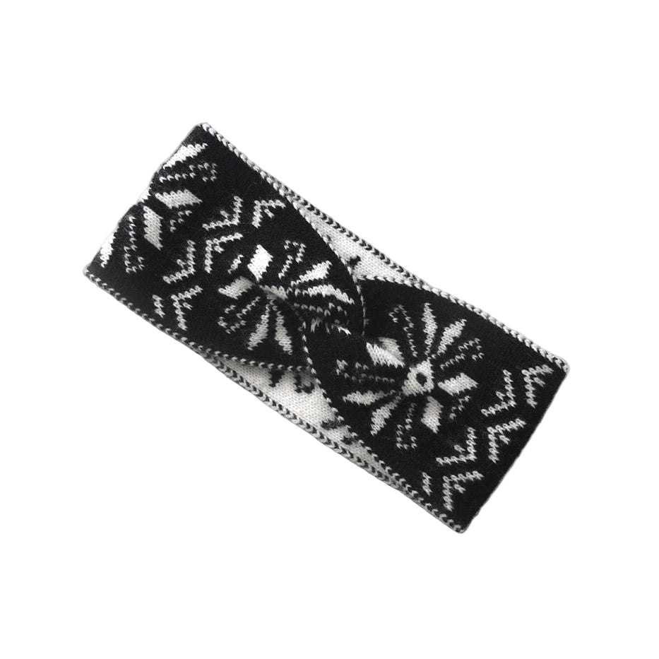 Cashmere Headband in Black Nordic Print - Winter Headband
