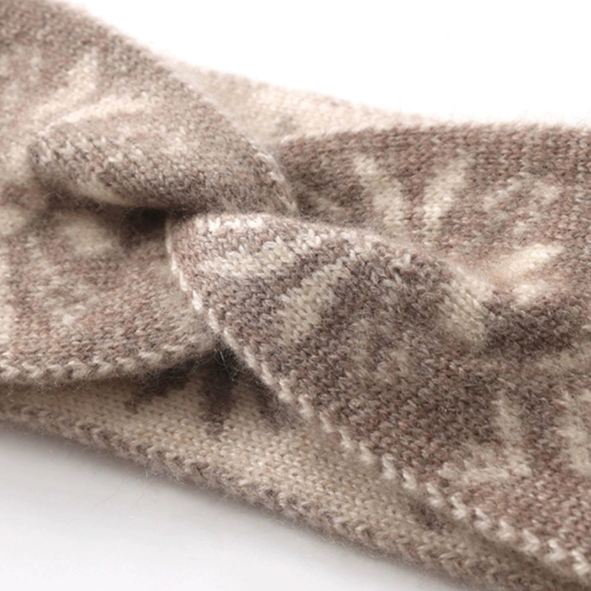 Closeup of Tan Cashmere Headband