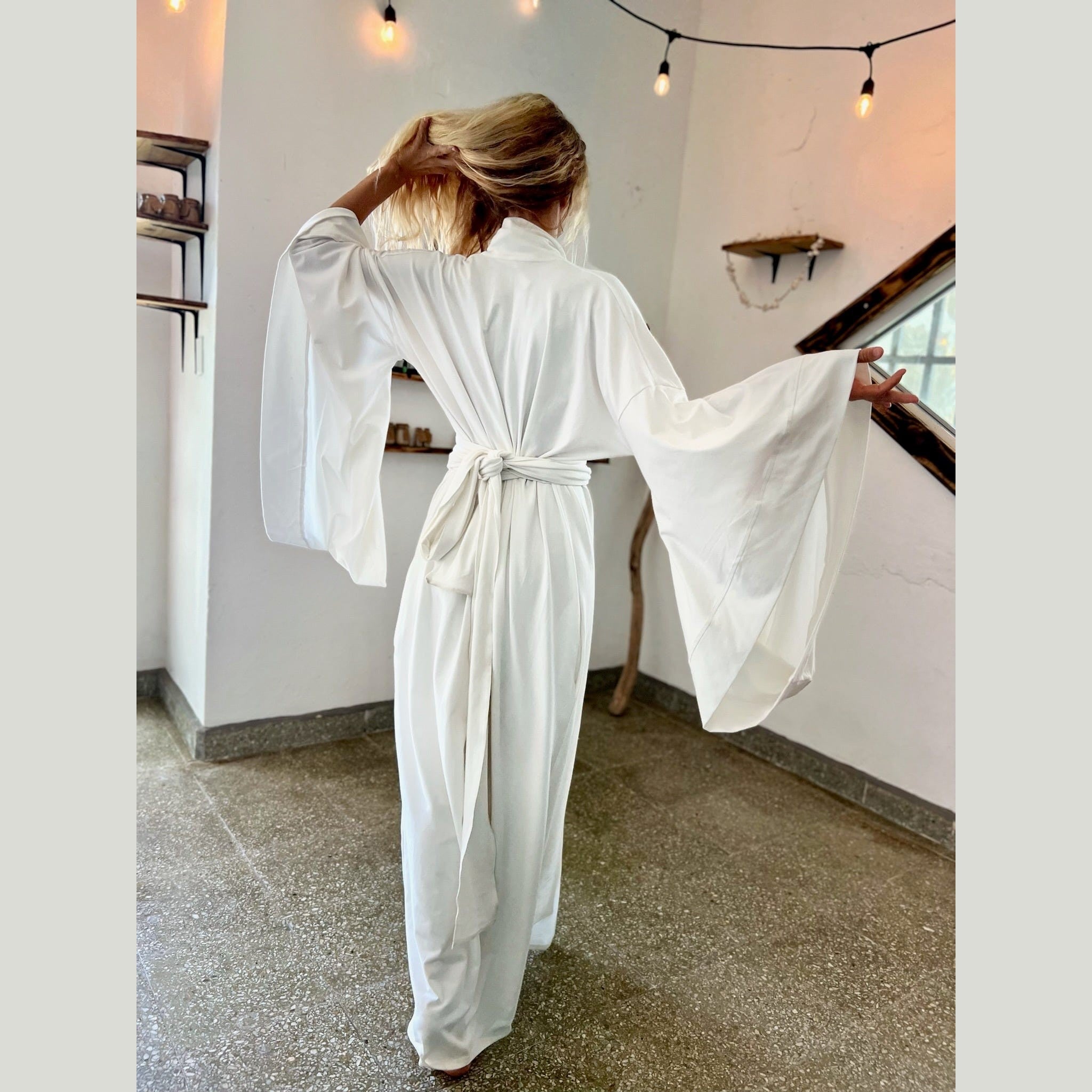 Air Nomad White Kimono – Handmade Ethical Cotton Blend by Glorka