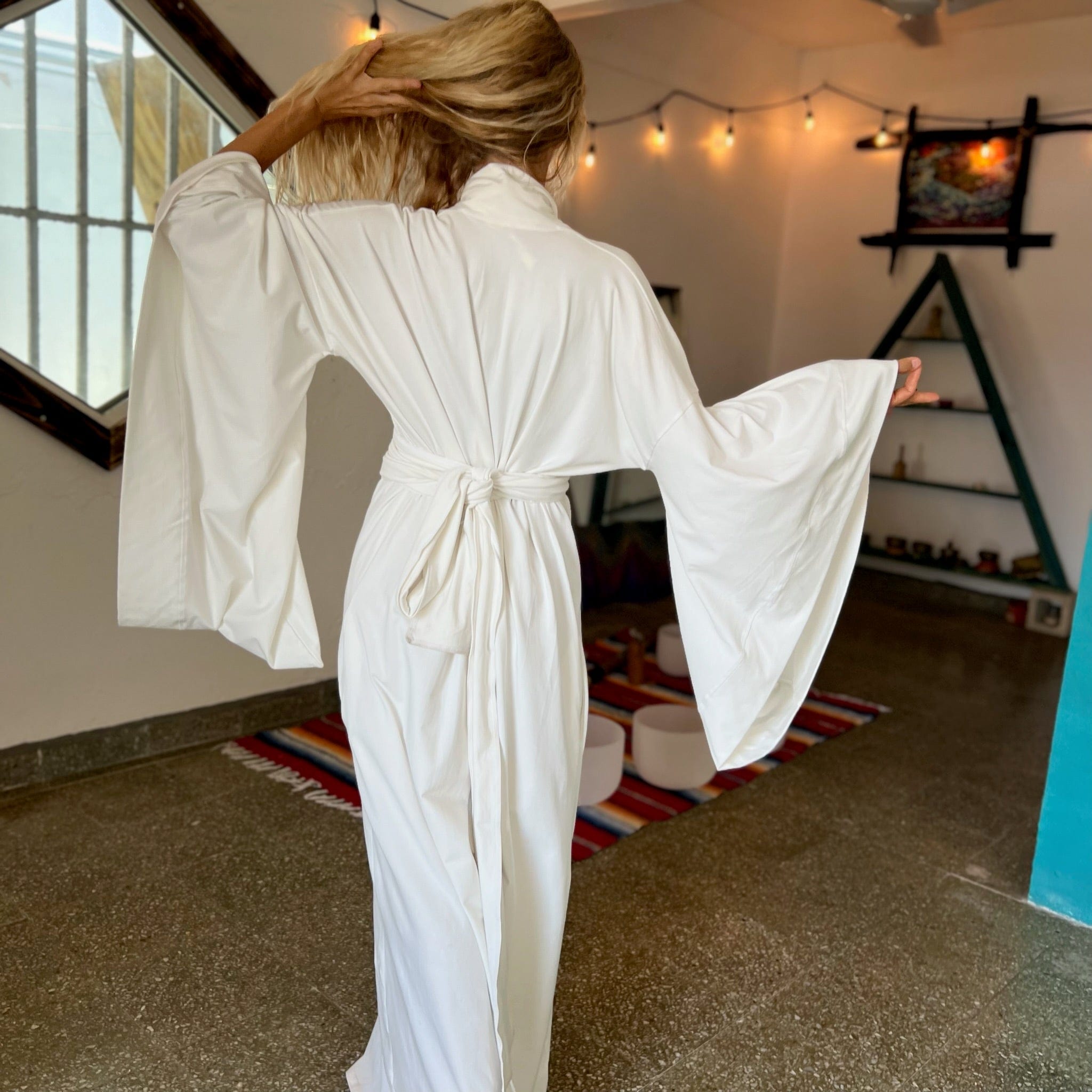 Air Nomad White Kimono – Handmade Ethical Cotton Blend by Glorka
