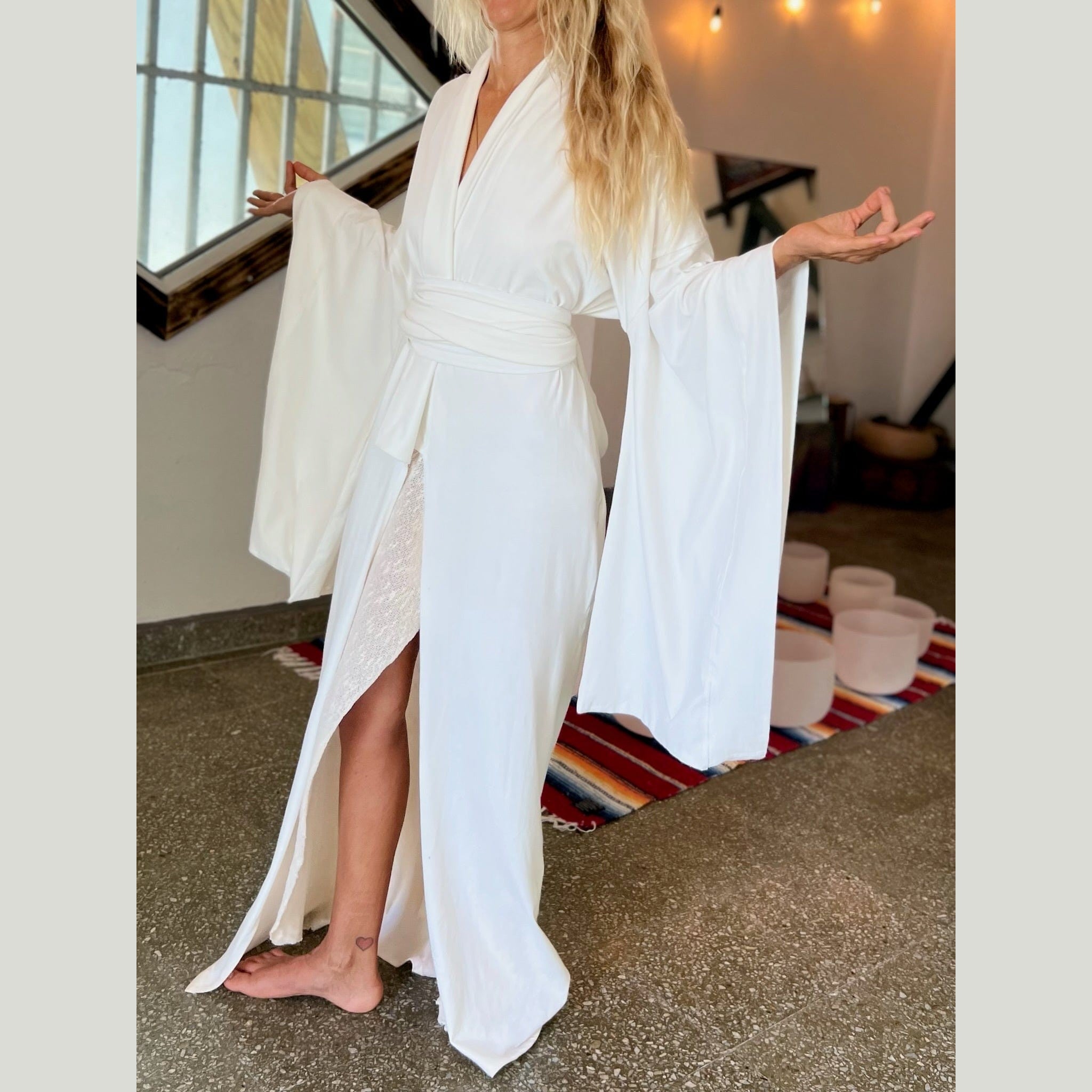 Air Nomad White Kimono – Handmade Ethical Cotton Blend by Glorka