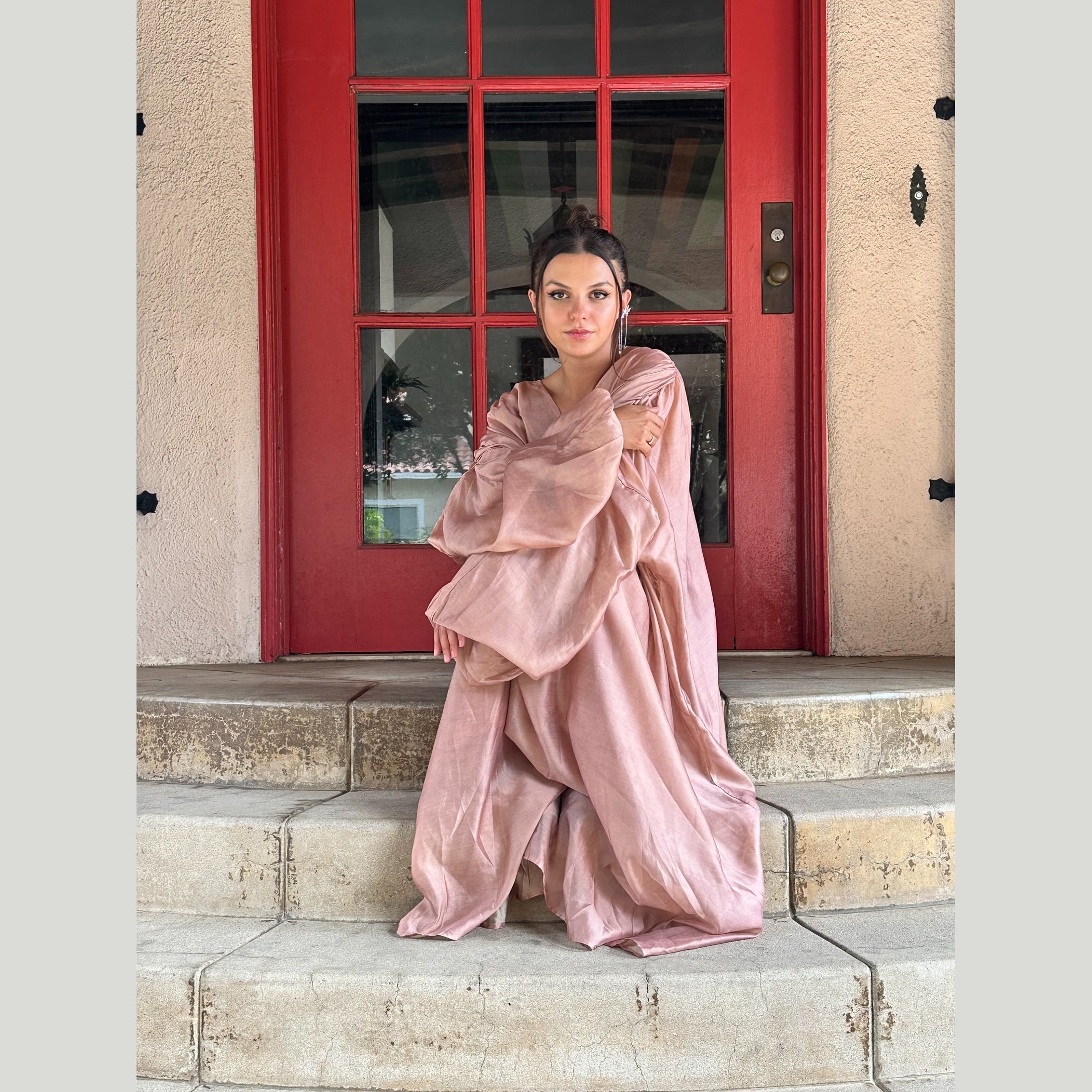 Peach Silk Maxi Dress