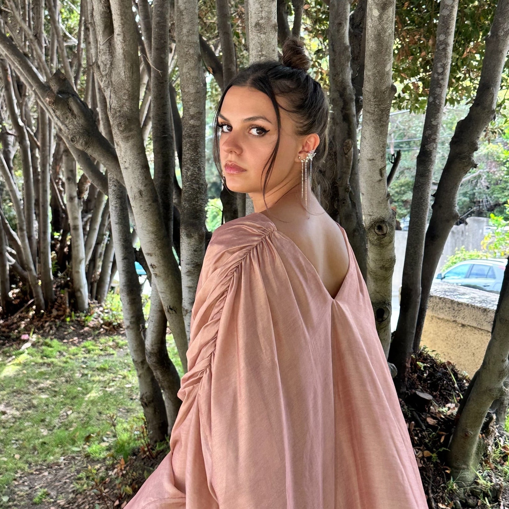 Peach Silk Maxi Dress