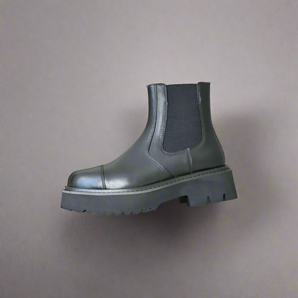 The Black Leather Ankle Boots