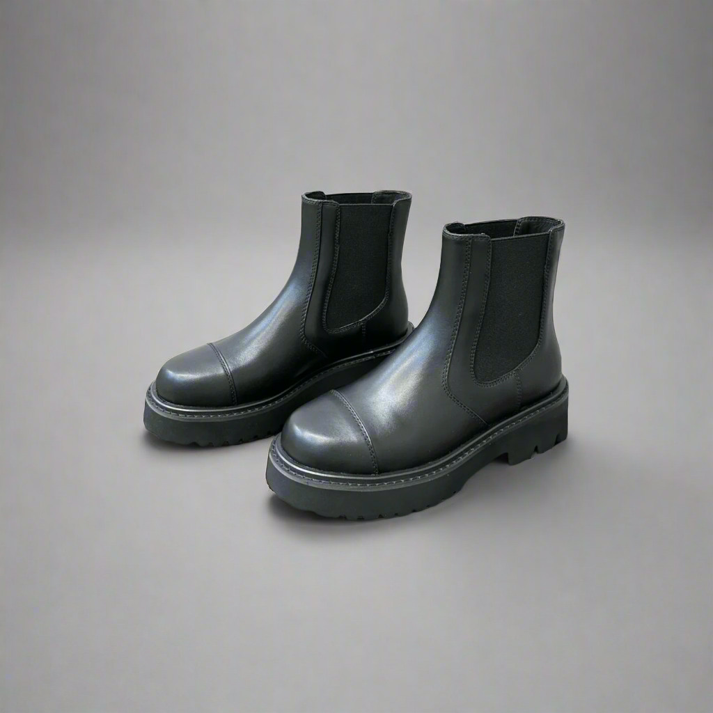 The Black Leather Ankle Boots