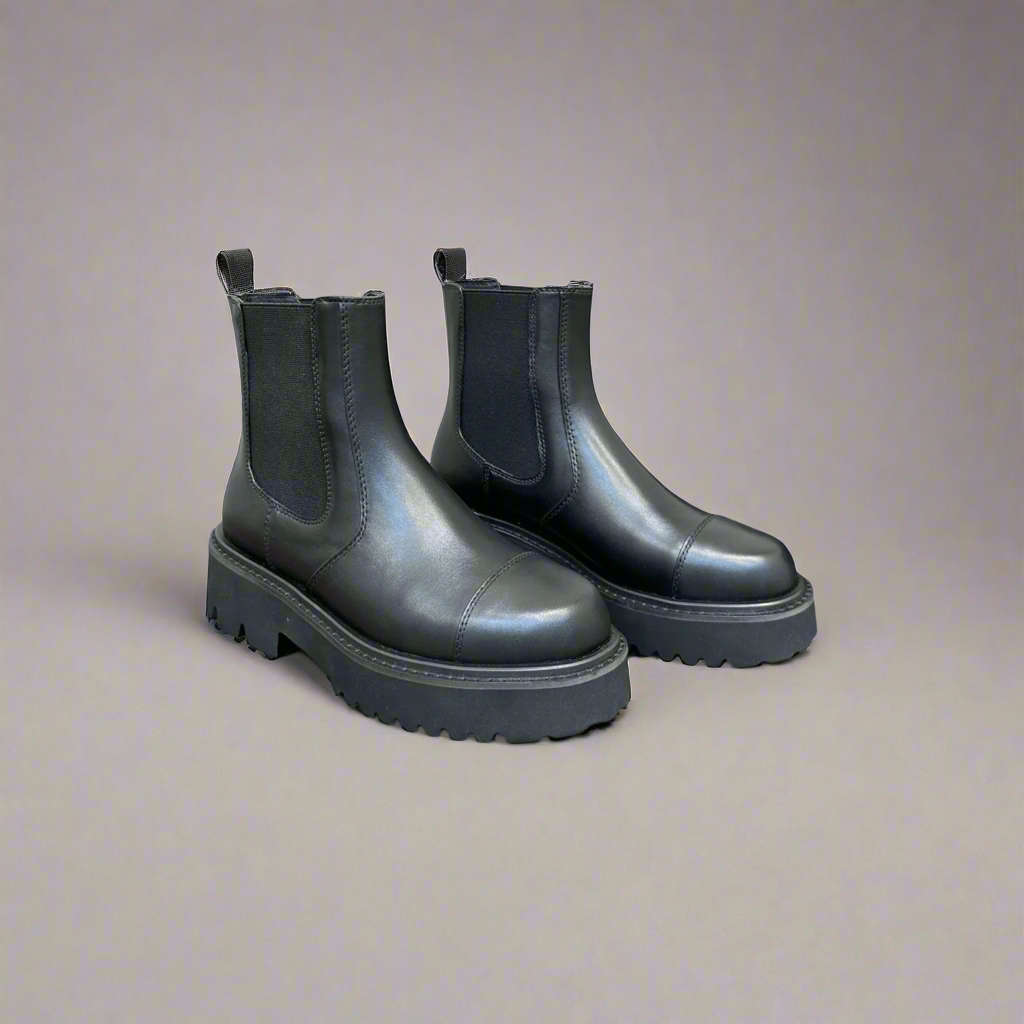 The Black Leather Ankle Boots