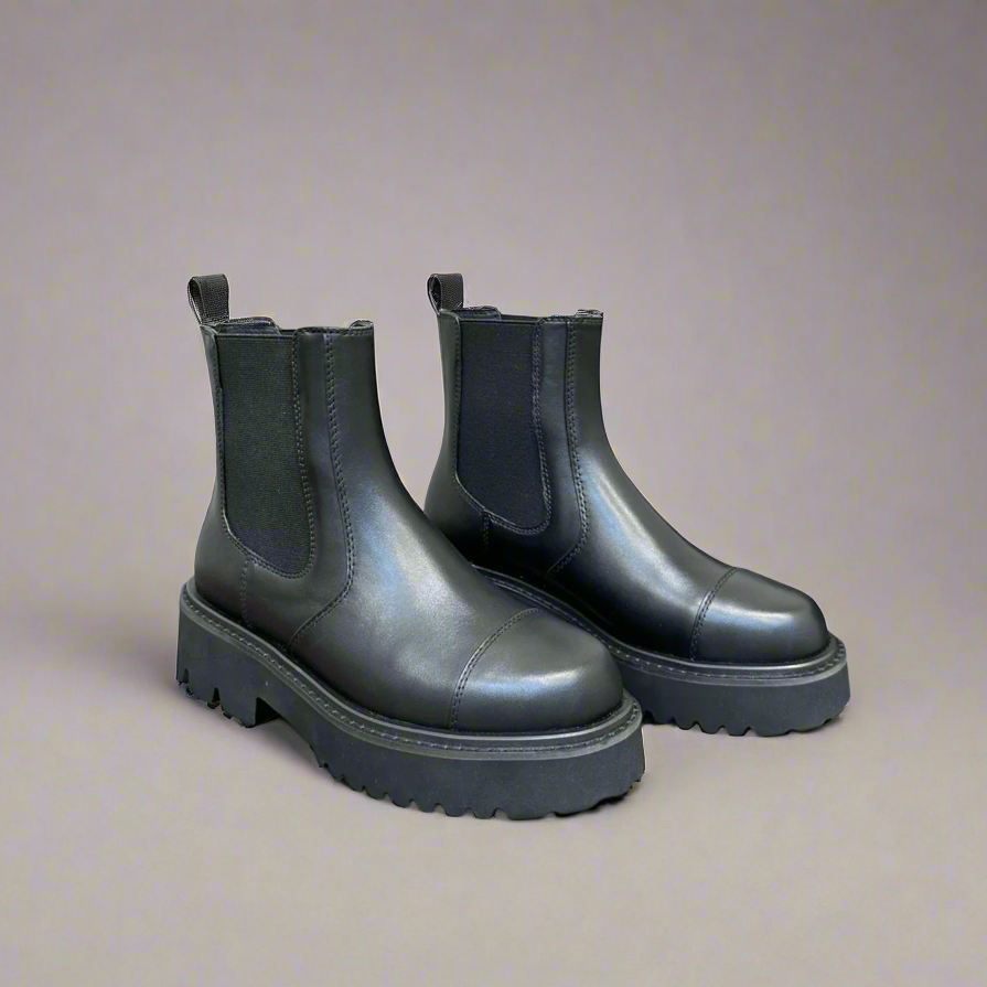 The Black Leather Ankle Boots