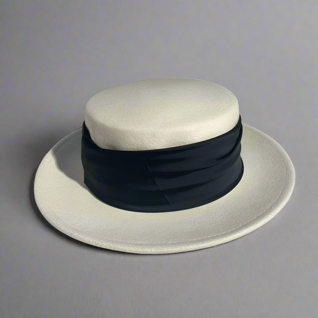 Le Marais Draped Felt Boater Hat